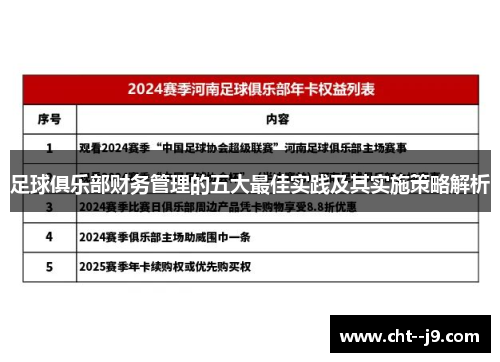 足球俱乐部财务管理的五大最佳实践及其实施策略解析